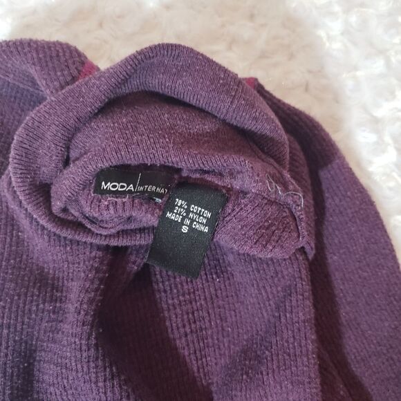 Y2K vintage Moda International size small pink purple long sleeve turtleneck - Picture 3 of 4